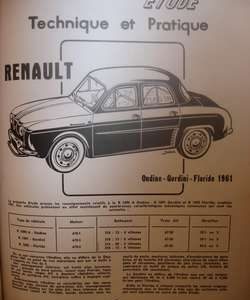 RTA181 Revue RENAULT Ondine, Gordini, Floride 1961