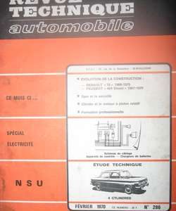 RTA286 NSU 1000 ET EVOLUTION PEUGEOT 404 DIESEL