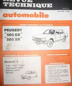 RTA398 Revue PEUGEOT 505 GR et 505 SR
