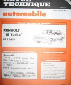 RTA419 Revue RENAULT 18 Turbo ( R1345) ET EVOLUTION RENAULT 30 TS TX