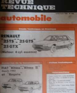 RTA446 RENAULT 25 TS - GTS - GTX moteur 4 cyl essence