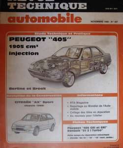 RTA497 PEUGEOT 405 1905cm3 injection berline et break