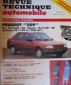 RTA525 PEUGEOT 309 XE-XL Profil-GE-Chorus-GL Profil-GR 1124 et 1360cm3