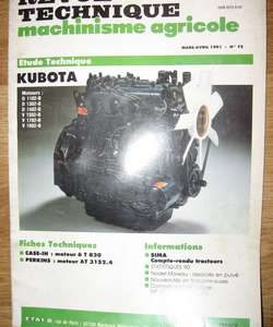 RTMA075 Revue Technique agricole Moteurs KUBOTA D 1102-B / D 1302-B / D 1402-B / V 1502-B / V 1702-B / V 1902-B