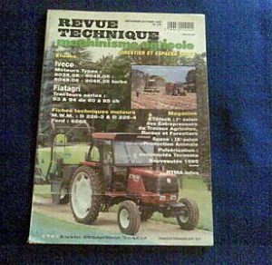 RTMA102 Revue technique Tracteur FIATAGRI 60-93, 60-93DT, 60-94, 60-94 DT, 65-93, 65-93 DT, 65-94, 65-94 DT, 72-93, 72-93 DT, 72-94, 72-94 DT,82-93, 82-93 DT, 82-94, 82-94 DT, 88-93, 88-93 DT, 88-94 et 88-94 DT  Moteurs IVECO 8035.05 (3cyl), 8045.05 (4cy)