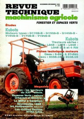 RTMA103 Revue technique Tracteurs KUBOTA L175F/T, 185F/T/DT, 245F/T/DT, 275F/T/DT, 345DT et 345II S/DT